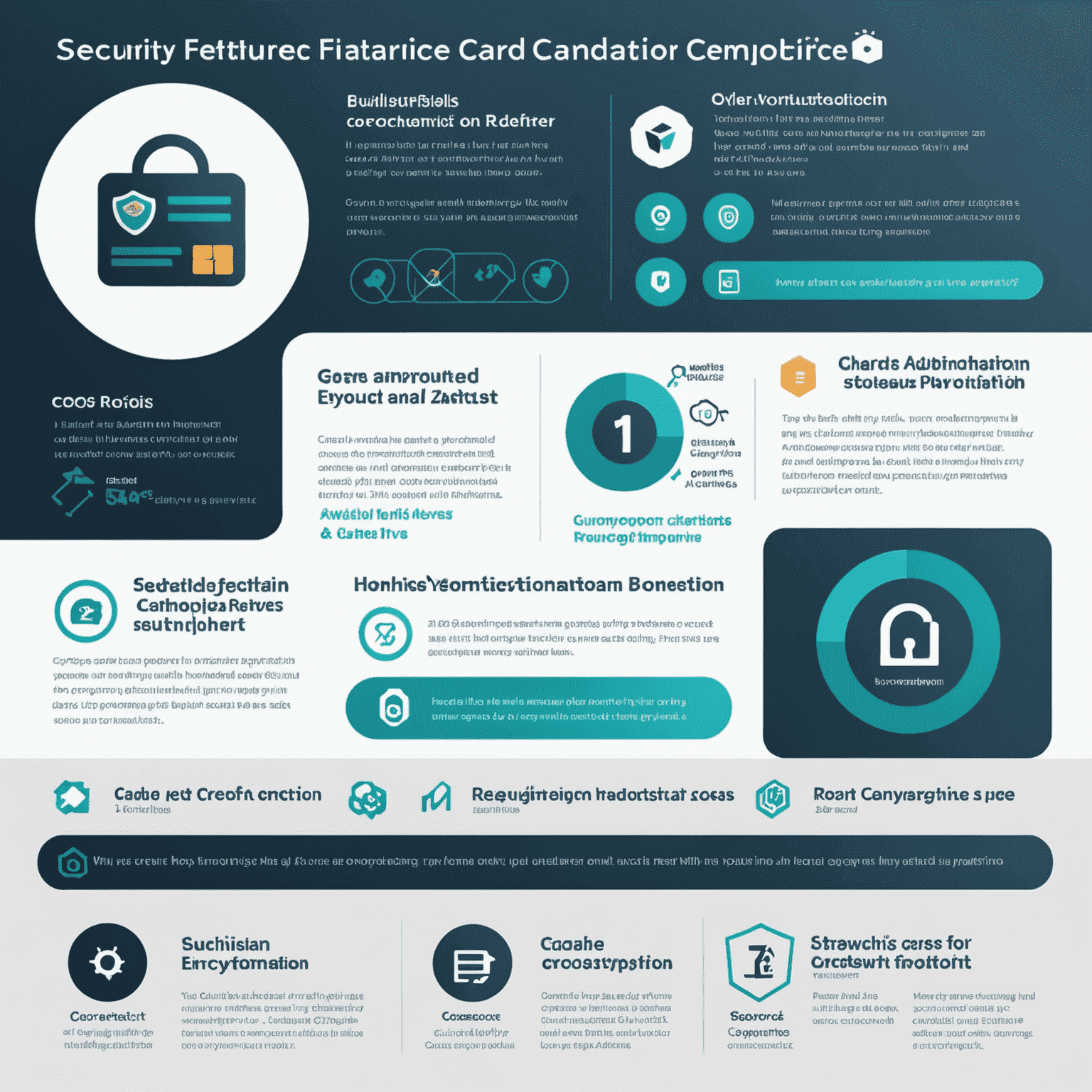 An infographic showing security features of CoreFirst Virtual Card, including encryption symbols, biometric authentication icons, and a comparison chart with traditional cards